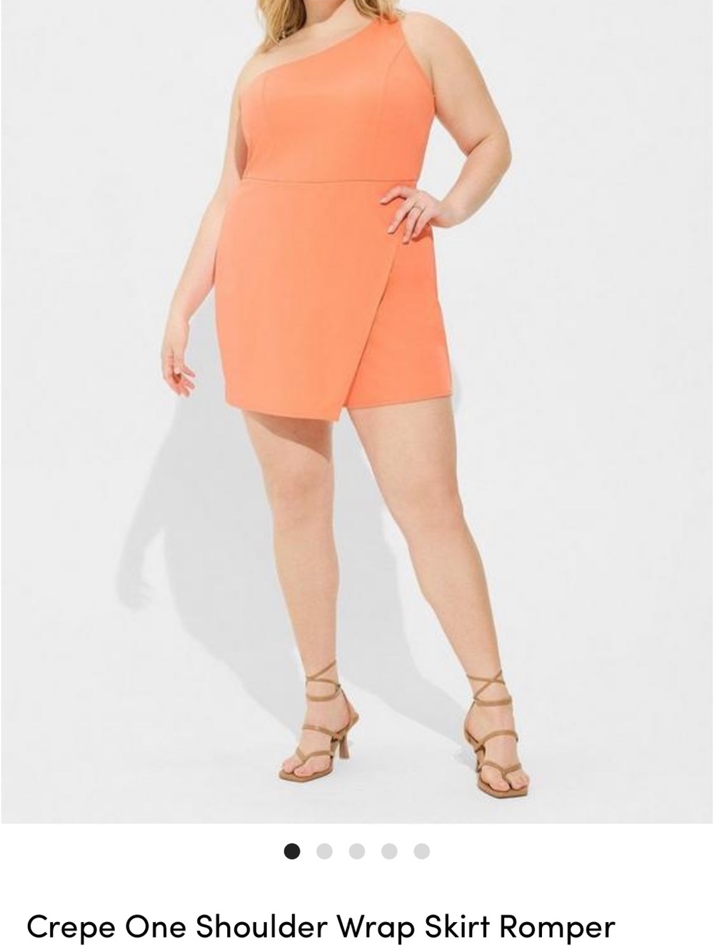 torrid Coral One-Shoulder Wrap Skirt Romper